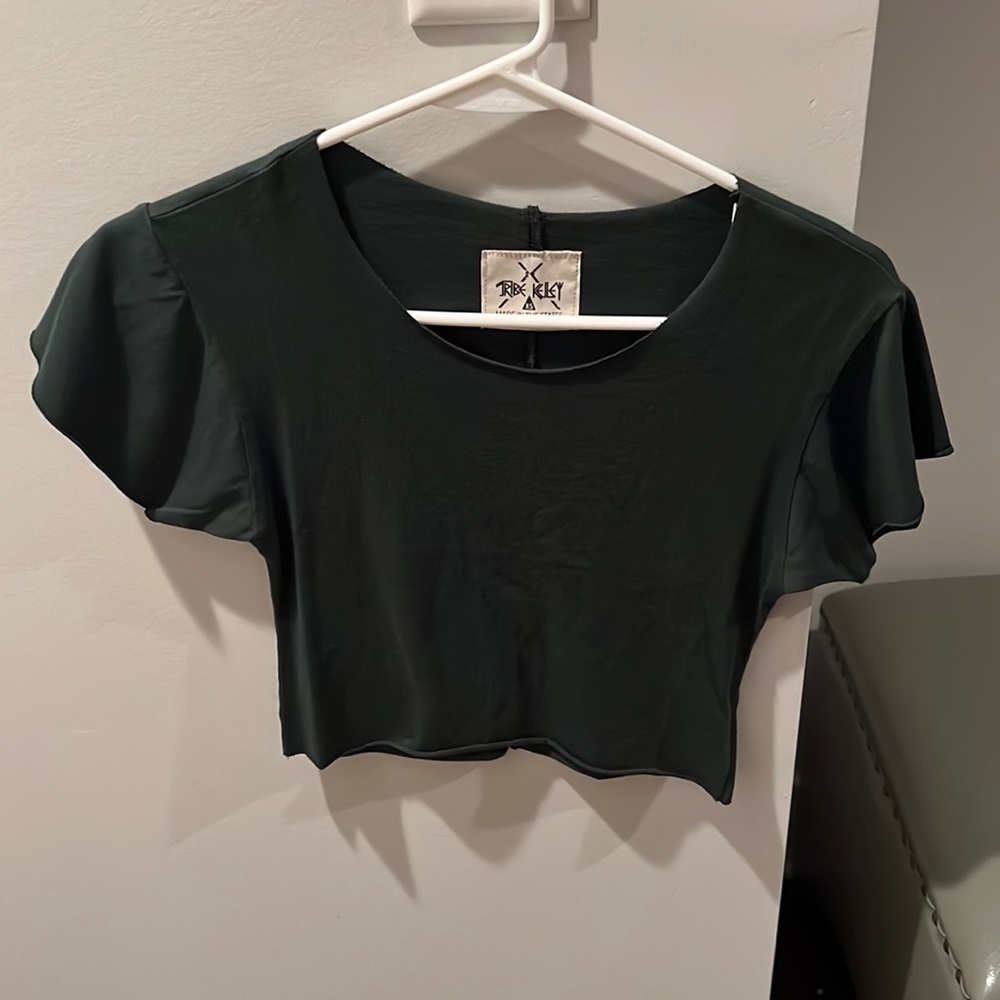 Dark green crop shirt size XS
